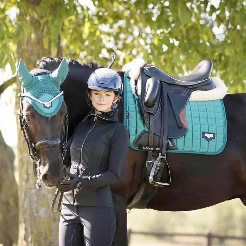 Bonnet cheval Loire Satin Lemieux turquoise 1