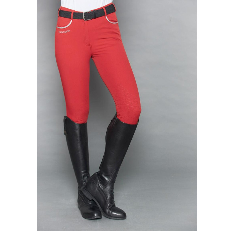 Pantalon Jaltika fix system grip Femme Rider Harcour rouge piment avant porté