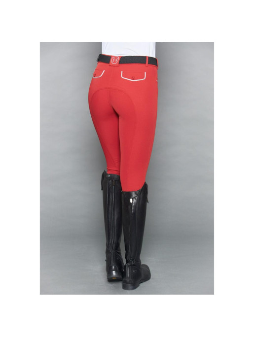 Pantalon Jaltika fix system grip Femme Rider Harcour rouge piment arrière porté Pantalon Jaltika fix system grip Femme Rider Harcour rouge piment arrière porté