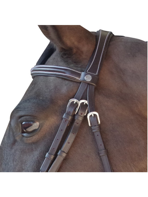 Bridon surpiqué Canter marron zoom frontale Bridon surpiqué Canter marron zoom frontale