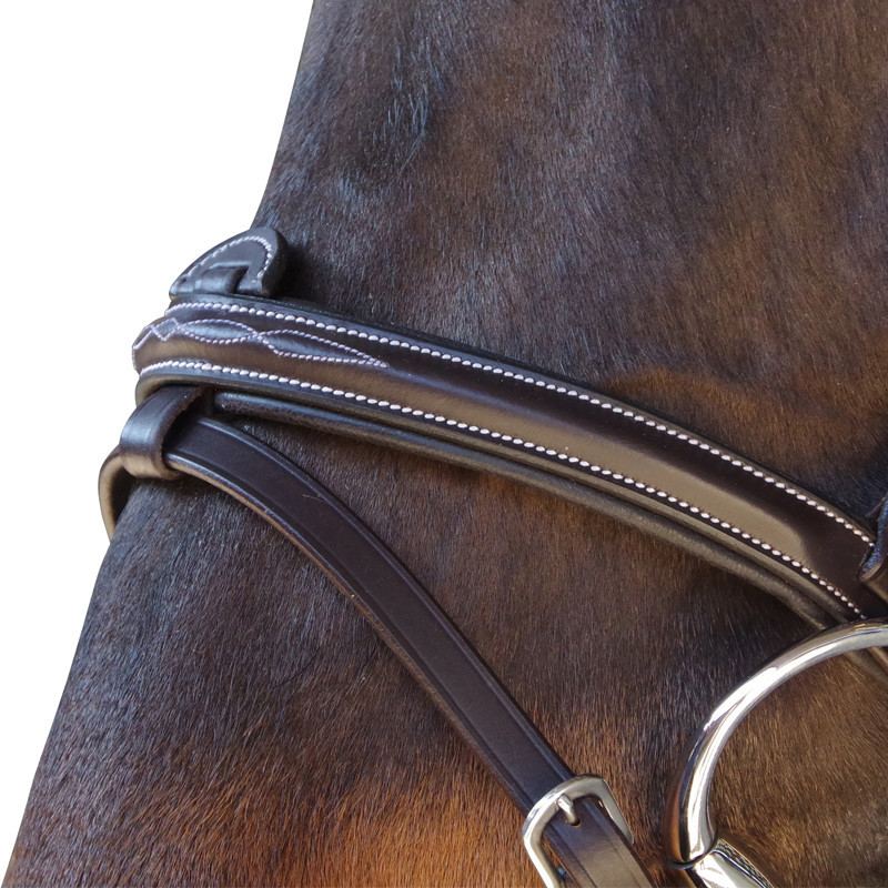 Bridon surpiqué Canter marron zoom muserolle