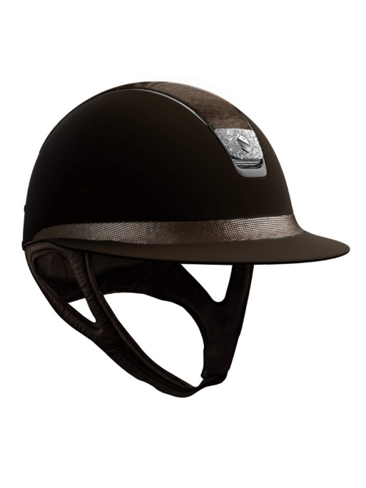 Casque Miss Shield Top et bande frontale Shimmer blason Crystal Fabric Samshield marron avant