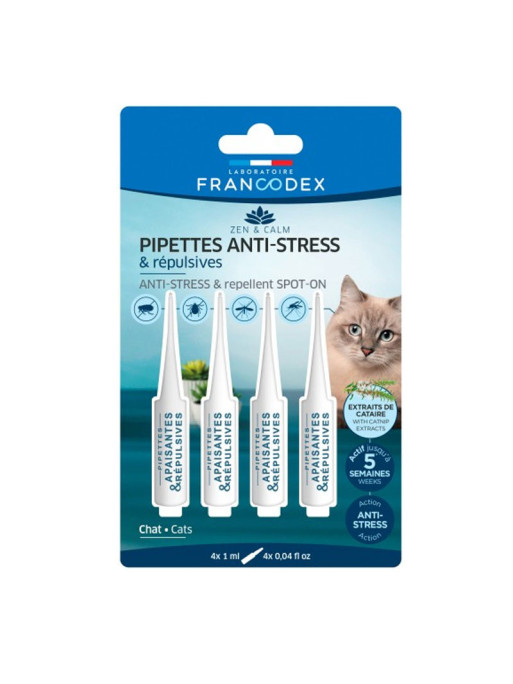 Pipettes répulsives et anti-stress chats Francodex Pipettes répulsives et anti-stress chats Francodex